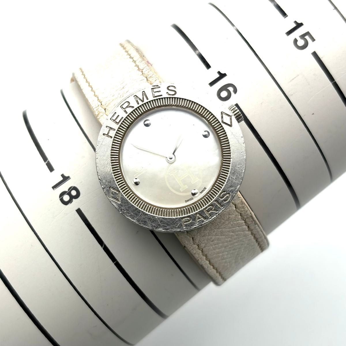 [B1P] HERMES Pass Pass PP1.410 Shell Logo Quartz Watch [x6n]