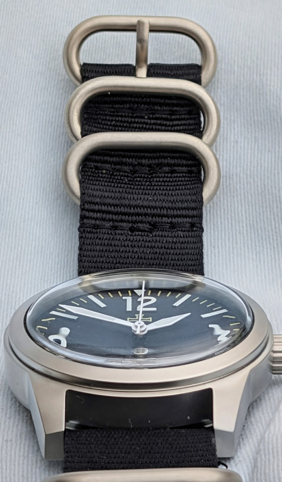 Toujours Pret Mechanical Military Field watch Blasted Stainless steel black 39mm