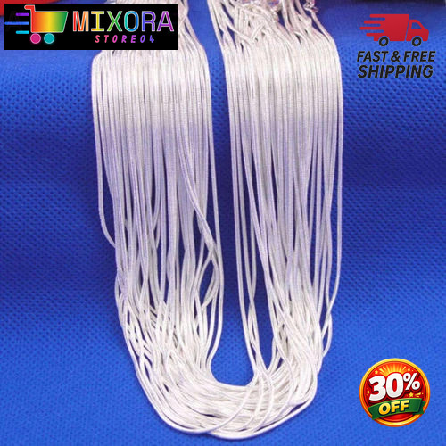 925sterling solid Silver lots 2-5-10PCS 1mm / 2mm snake chain Necklace 16-30inch