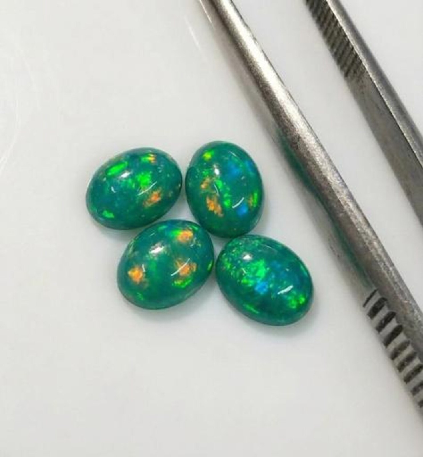 Natural Green Ethopian Opal Oval Cabochon 3x5mm To 8x10mm Loose Gemstone