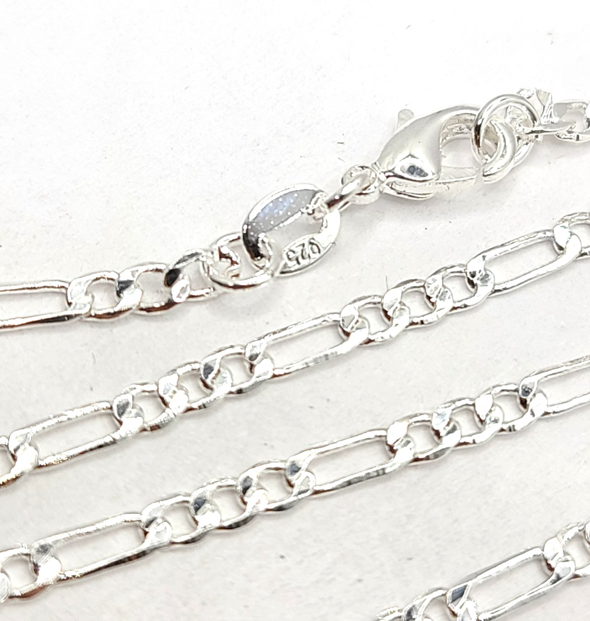 Mens .925 Sterling Silver Flat Figaro Link Chain Necklace 2.5mm – 20 inches