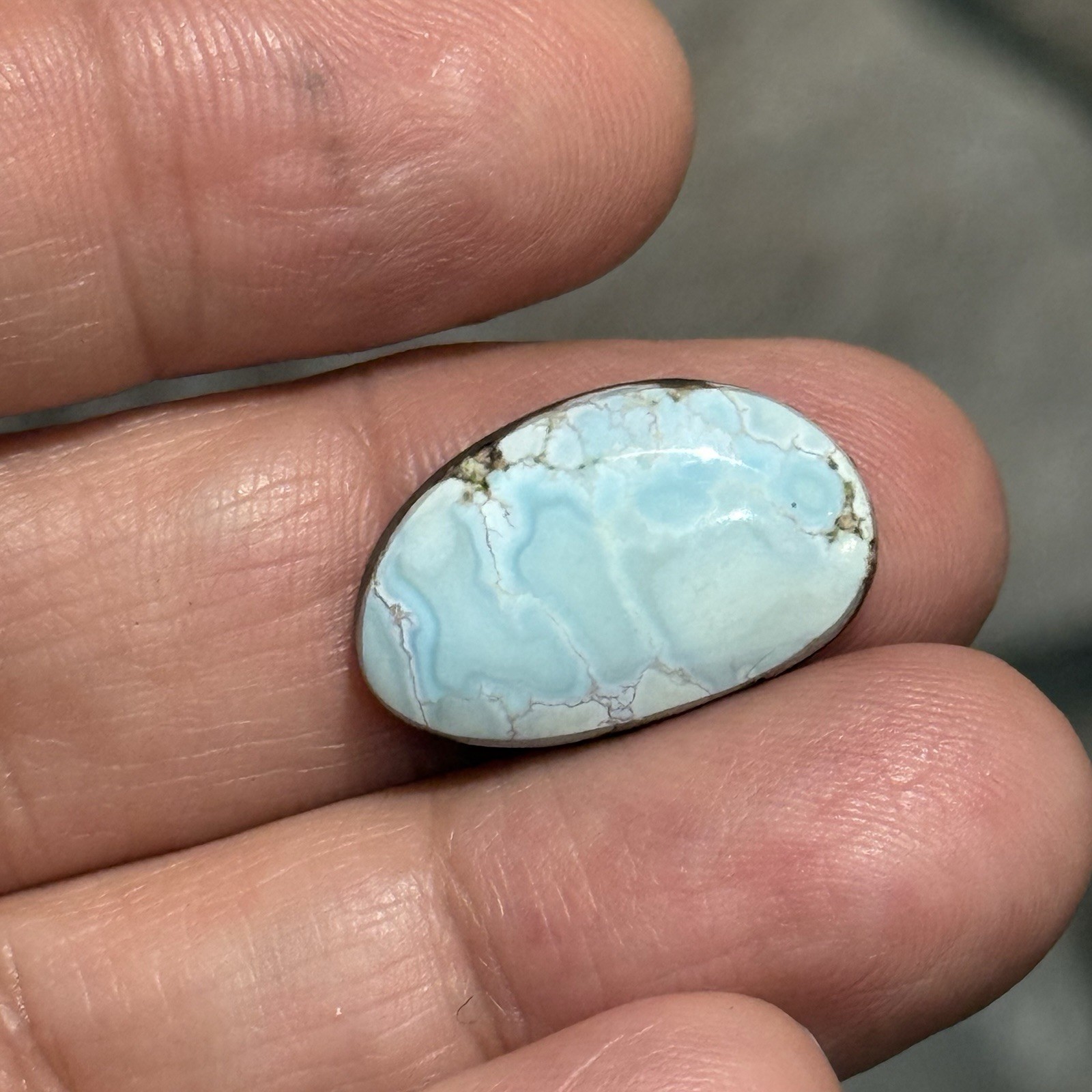 9.85ct 20.6x13x5mm Fine Powder Blue Gobi Turquoise Backed Cabochon Loose Gem