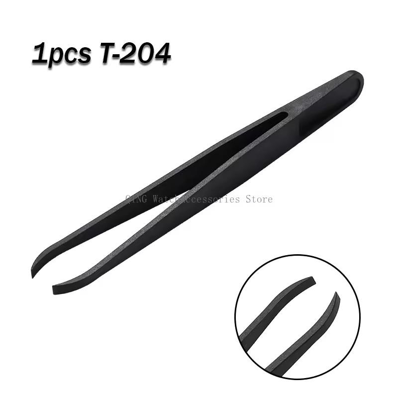 8pc Antistatic Carbon Fiber Tweezers Black Plastic Watchmaker Repair Tool Kit
