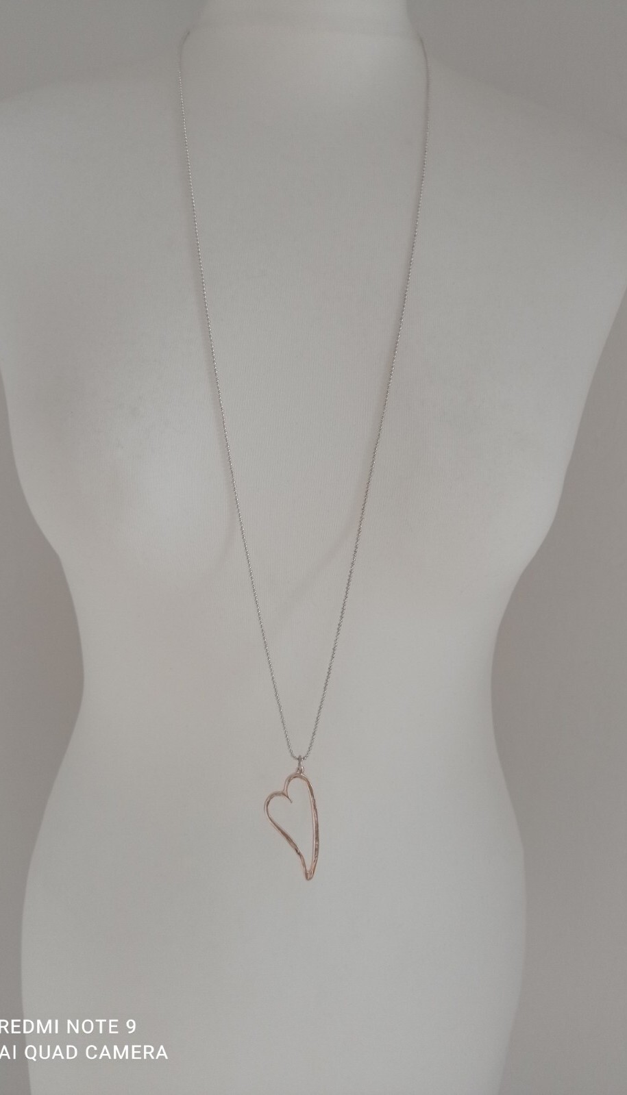 Retro Eastar Statement Heart Pendant Silver Tone Necklace- Valentine-92cm Long