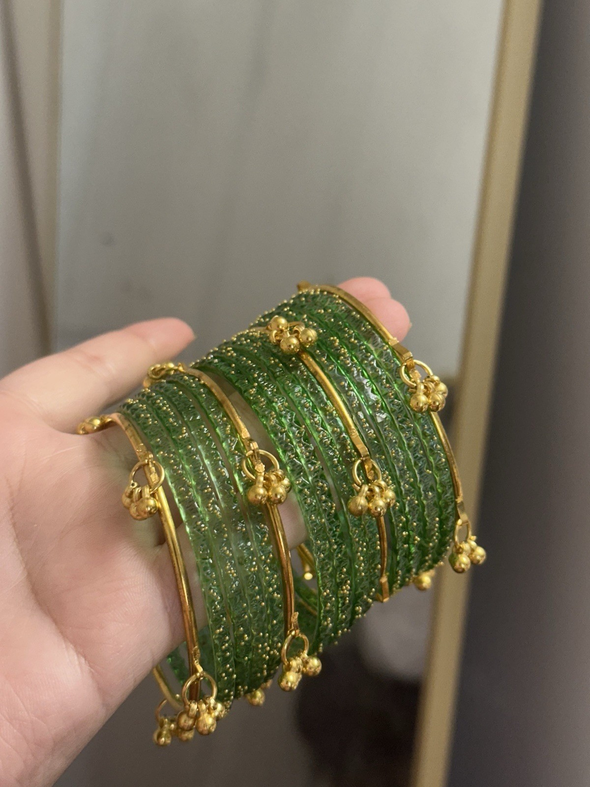 gold & silver Kashmiri Bangles with Diff Color Of Glass bangles