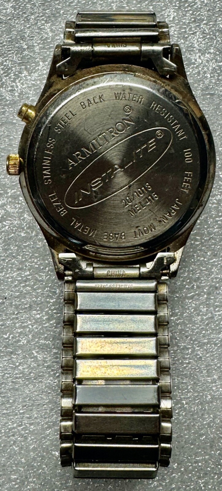 Vintage 90s Armitron Field Watch Silver/gold Tone Instalite Men WR30M Daydate
