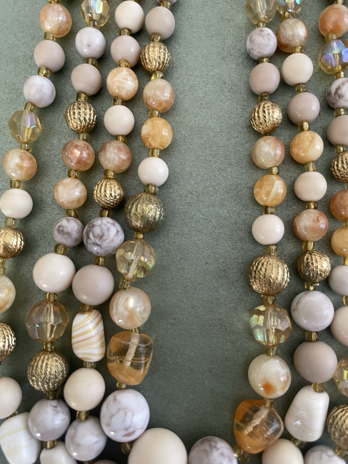 Vintage Multi-Strand Beaded Statement Necklace Multicolor Hook 9 in.