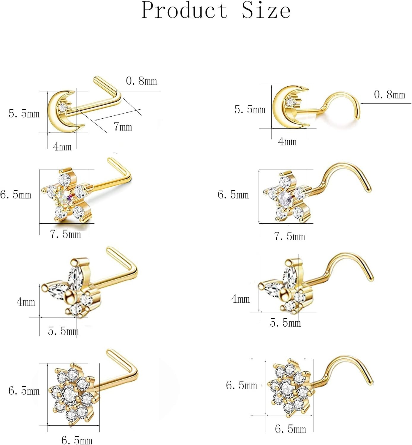 ASTM F136 G23 Titanium Flat Back Stud Earrings, Internally Threaded Screw-On …