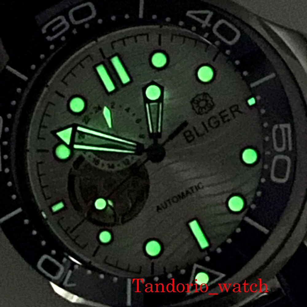 Bliger NH39 Automatic Men Watch Sapphire Crystal Luminous Index White Dial
