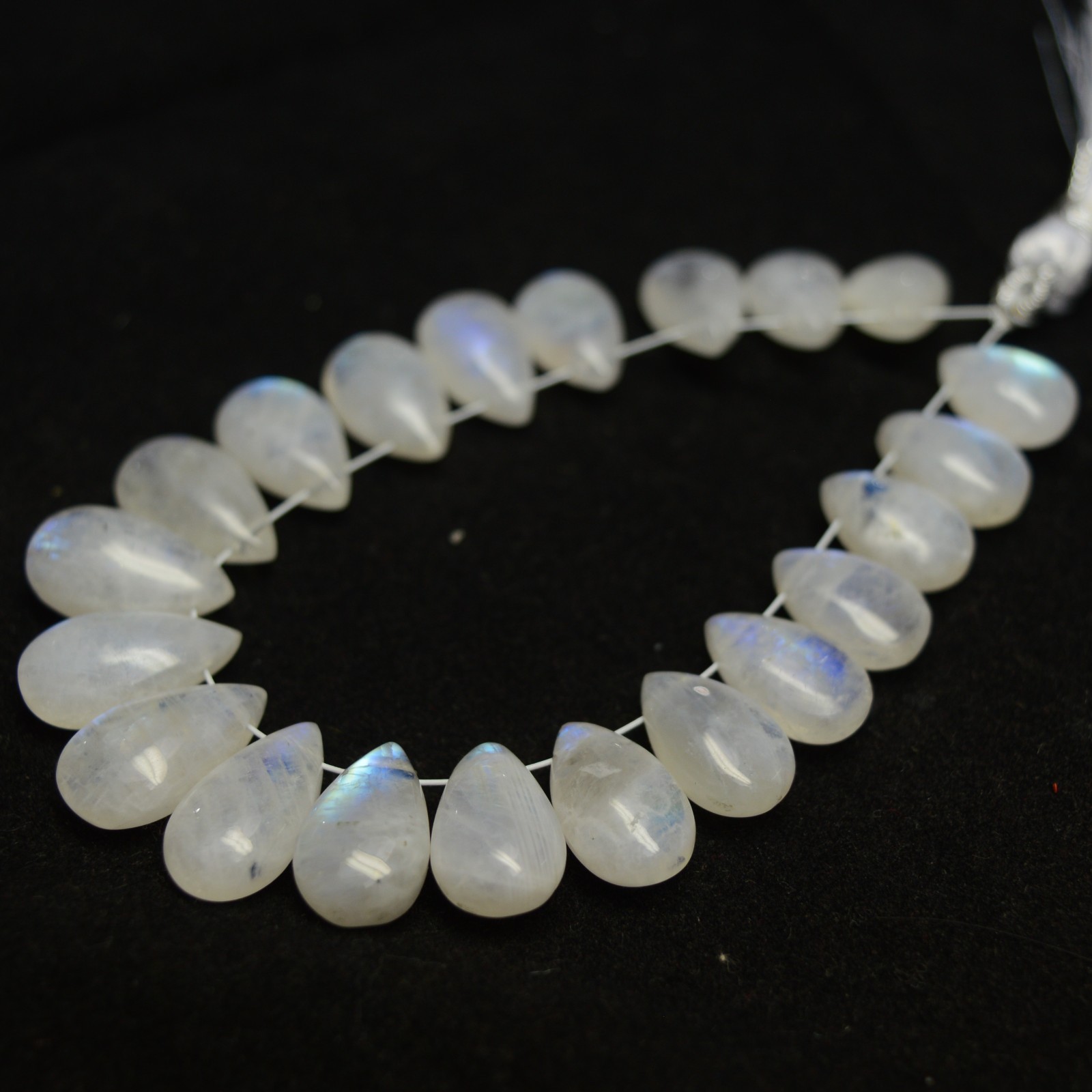 21 Pcs 91 Cts Natural Rainbow Moonstone Briolette Gemstone 11×8-15×8 mm #R-13580