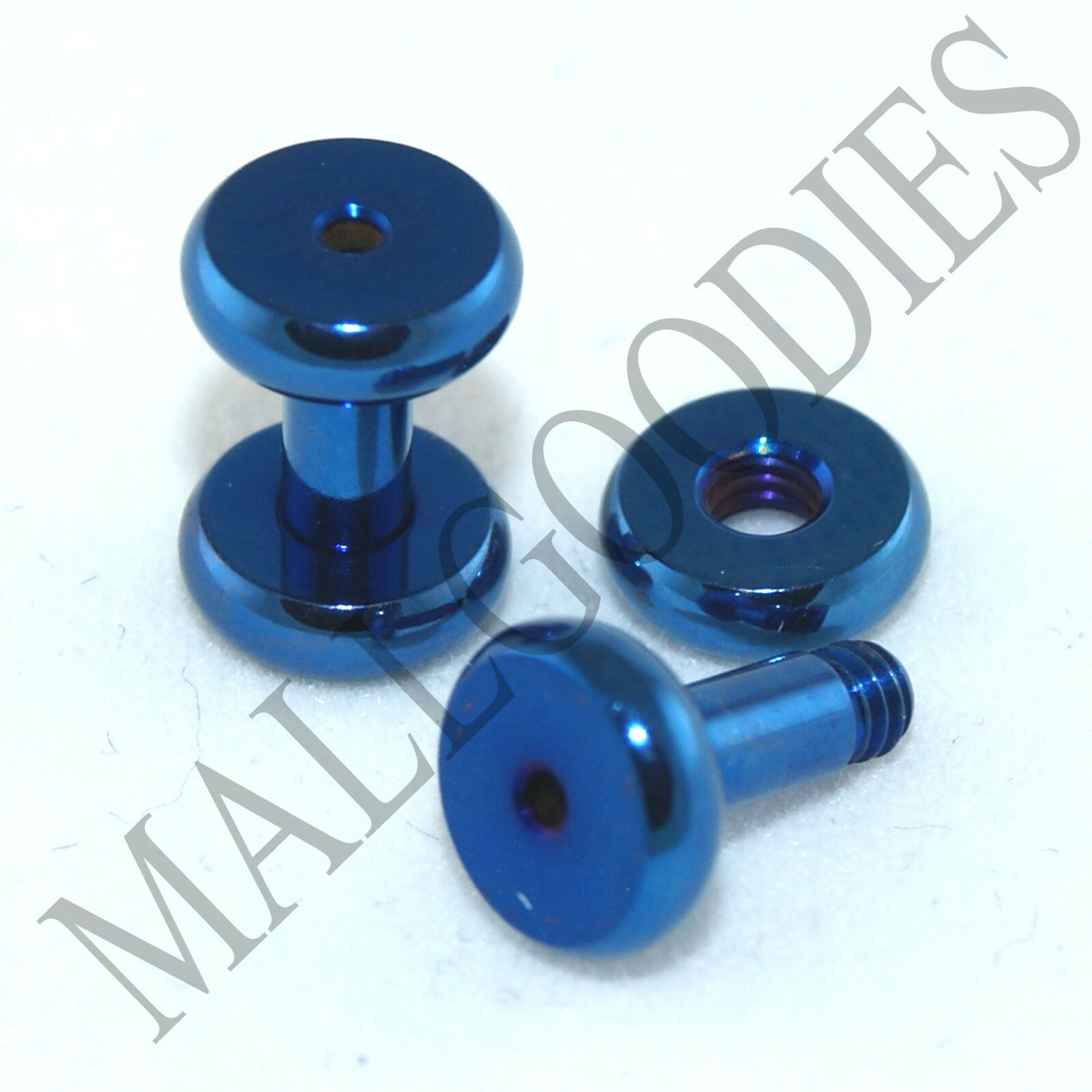 V013 Screw-on/fit Blue Surgical Steel Flesh Tunnels Ear Plugs 10G~1″ All Gauges