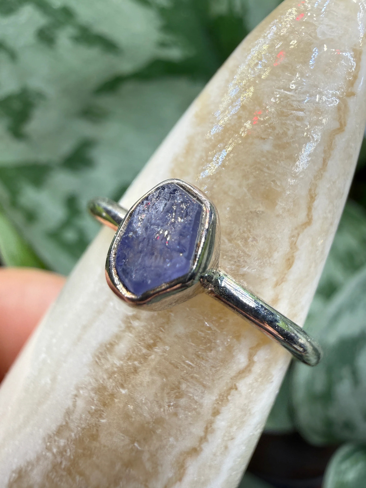 Natural Rough Tanzanite Ring Size 6 in .925 Sterling Silver