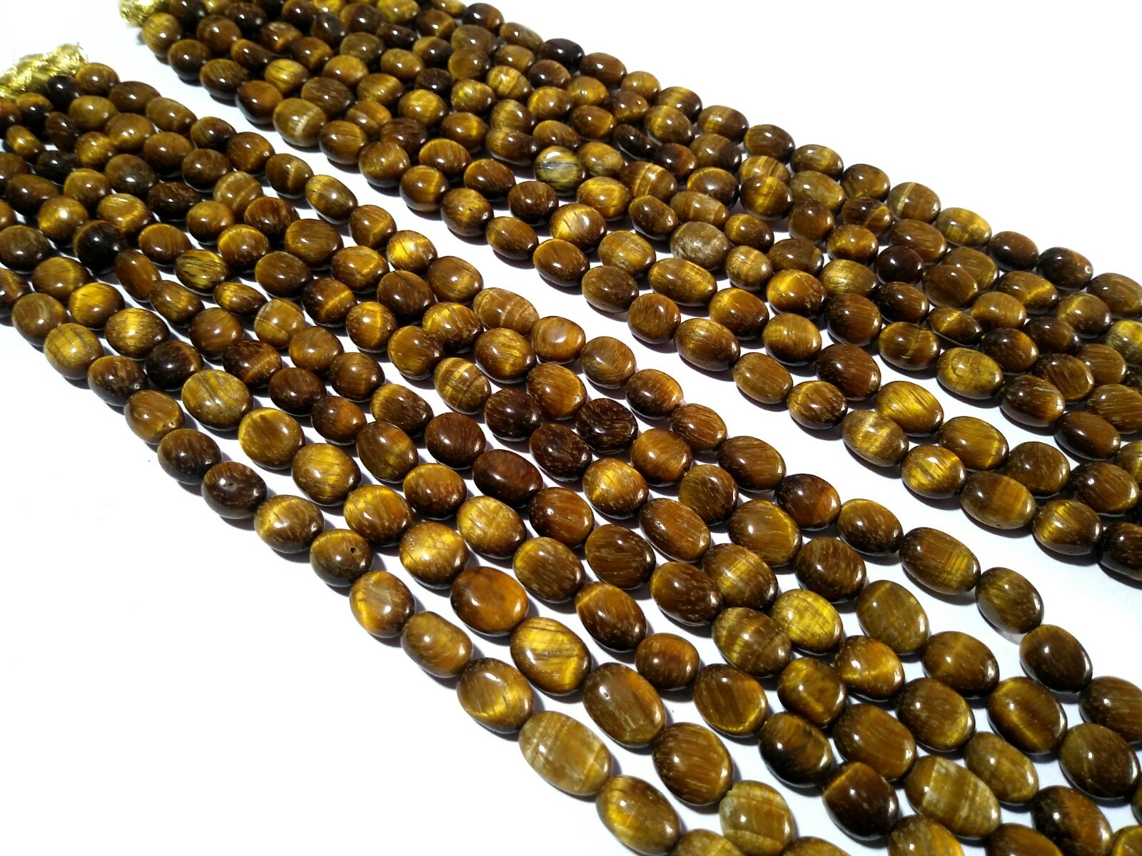 16″-20″inch Necklace Natural Tiger’s Eye Oval Smooth 5×7-6x8mm Necklace Beads
