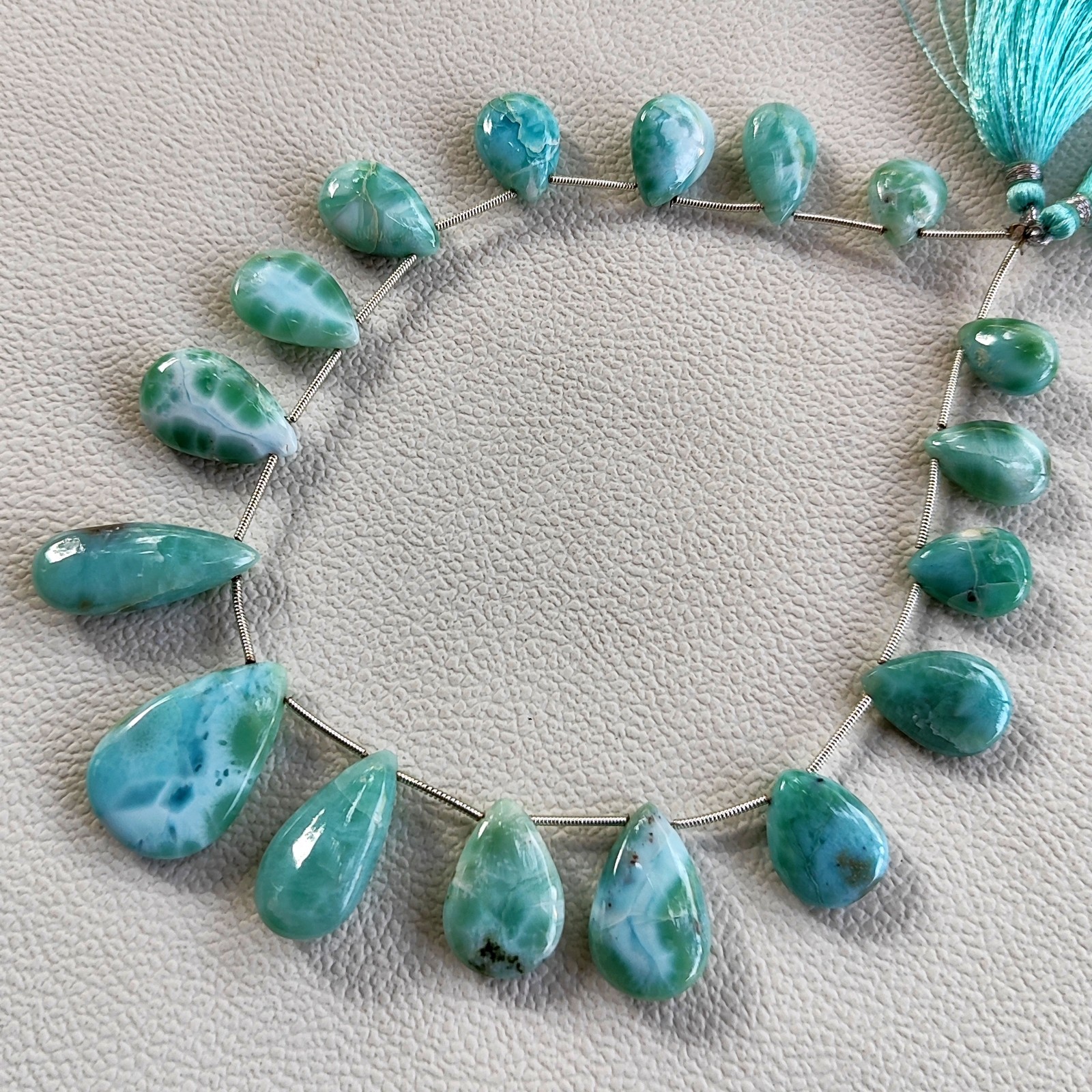 Larimar Gems Pear Shape 14×10 to 26x18mm Big Size Beads 10.5″ Strand