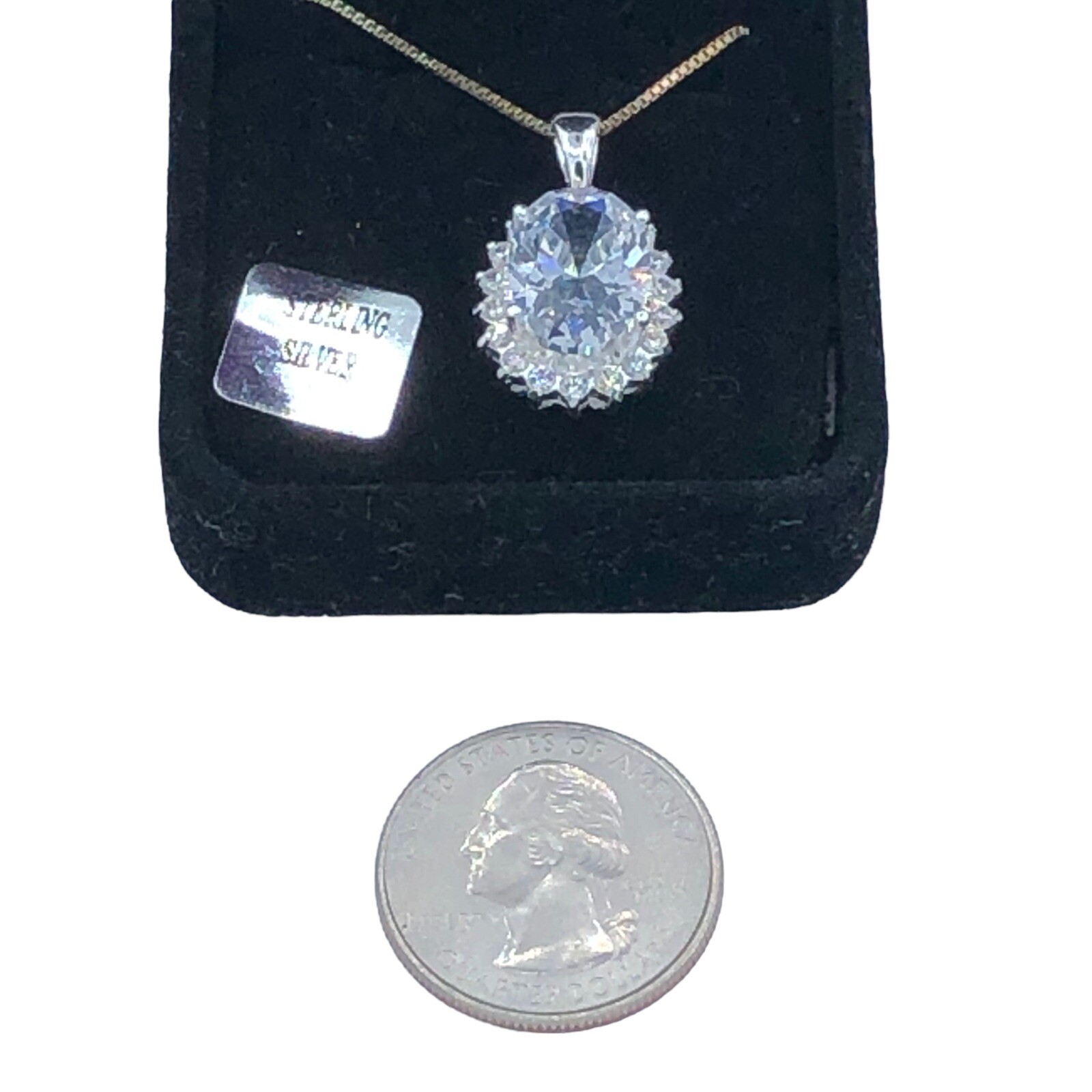 JC 925 Sterling Silver Cz Lab Created Sapphire pendant Necklace