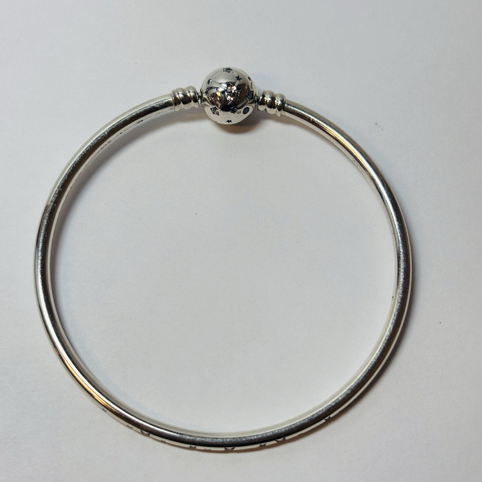 Pandora Sterling Silver Stars and Galaxy Bangle Bracelet 590009C01 7in -.31
