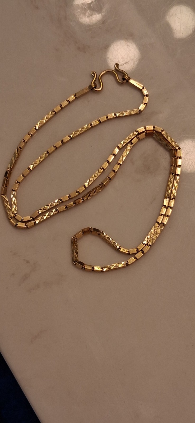 22K Solid Yellow Gold 24″ Box Link Chain Necklace 30.4 Grams Asian Baht