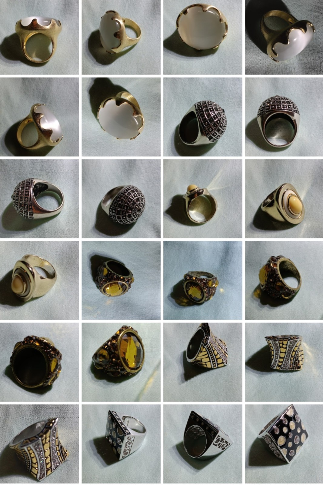 28 Pc Estate Costume Ring Lot Chunky Statement Chico’s Cannes 18K HGE w/ Tray