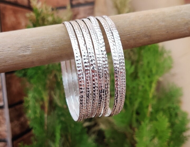 Homering Designer Set Off 7 Beautiful Design Handmade 925Sterling Silver Bangles