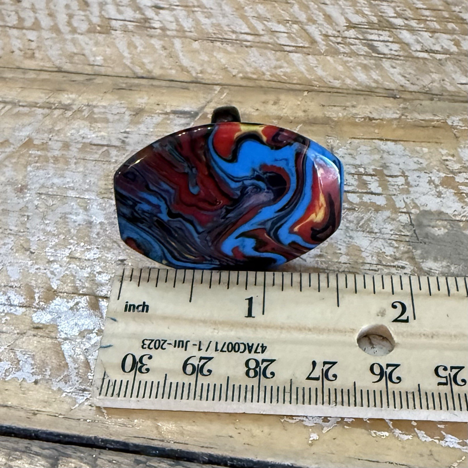 Vintage Plastic Multicolor Swirl Chunky Ring Turquoise Red Black Yellow Size 6.5