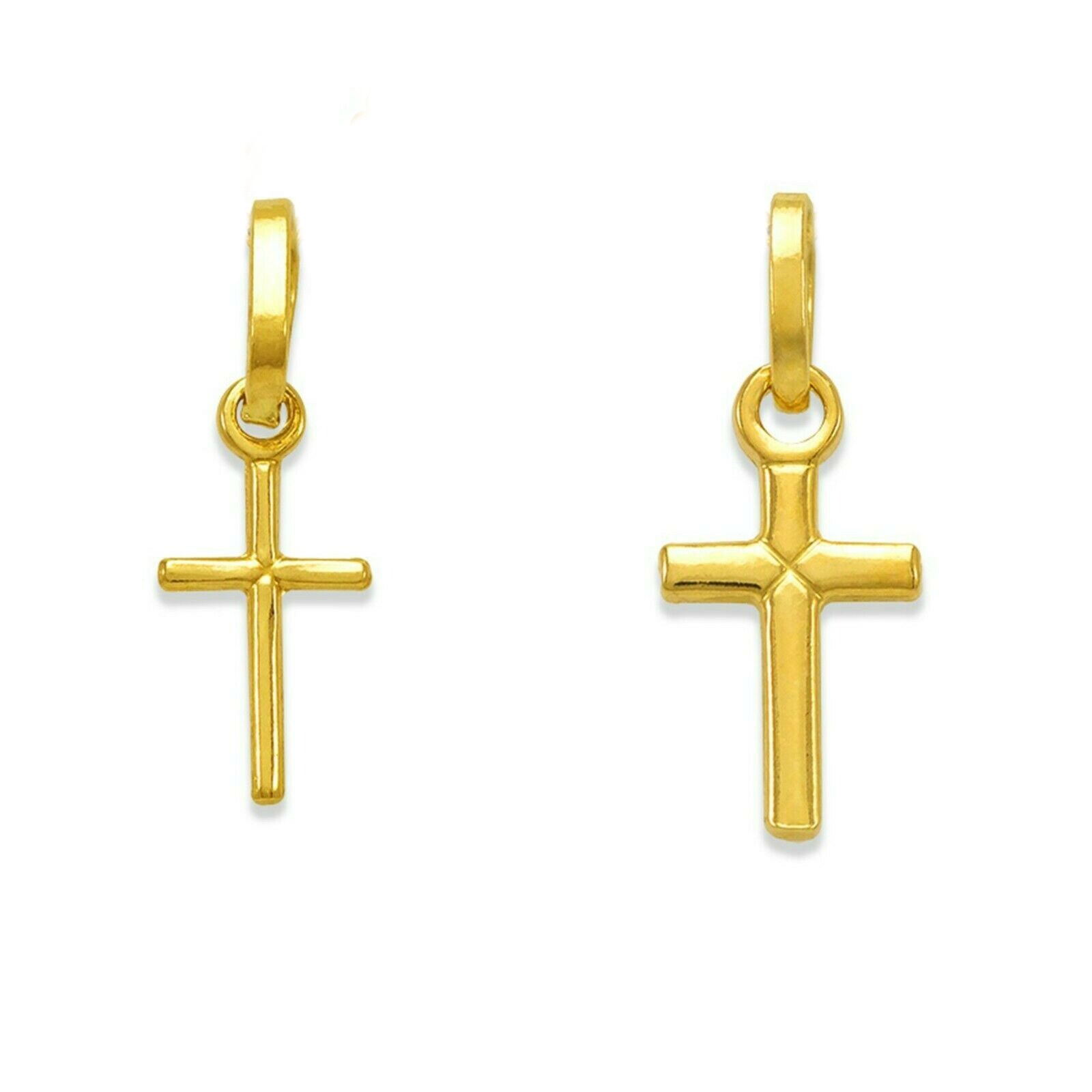 Cross Crucifix Necklace Pendant Real 14K Gold Italy Women Bracelet Charm
