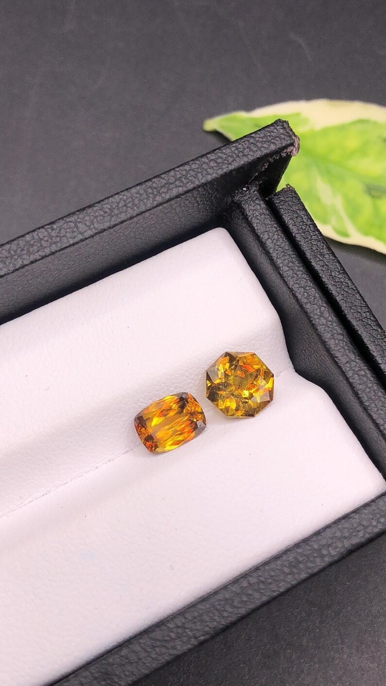 2.80Ct Natural Sphene Pair Golden Green High Dispersion Fire Loose Gemstone Set