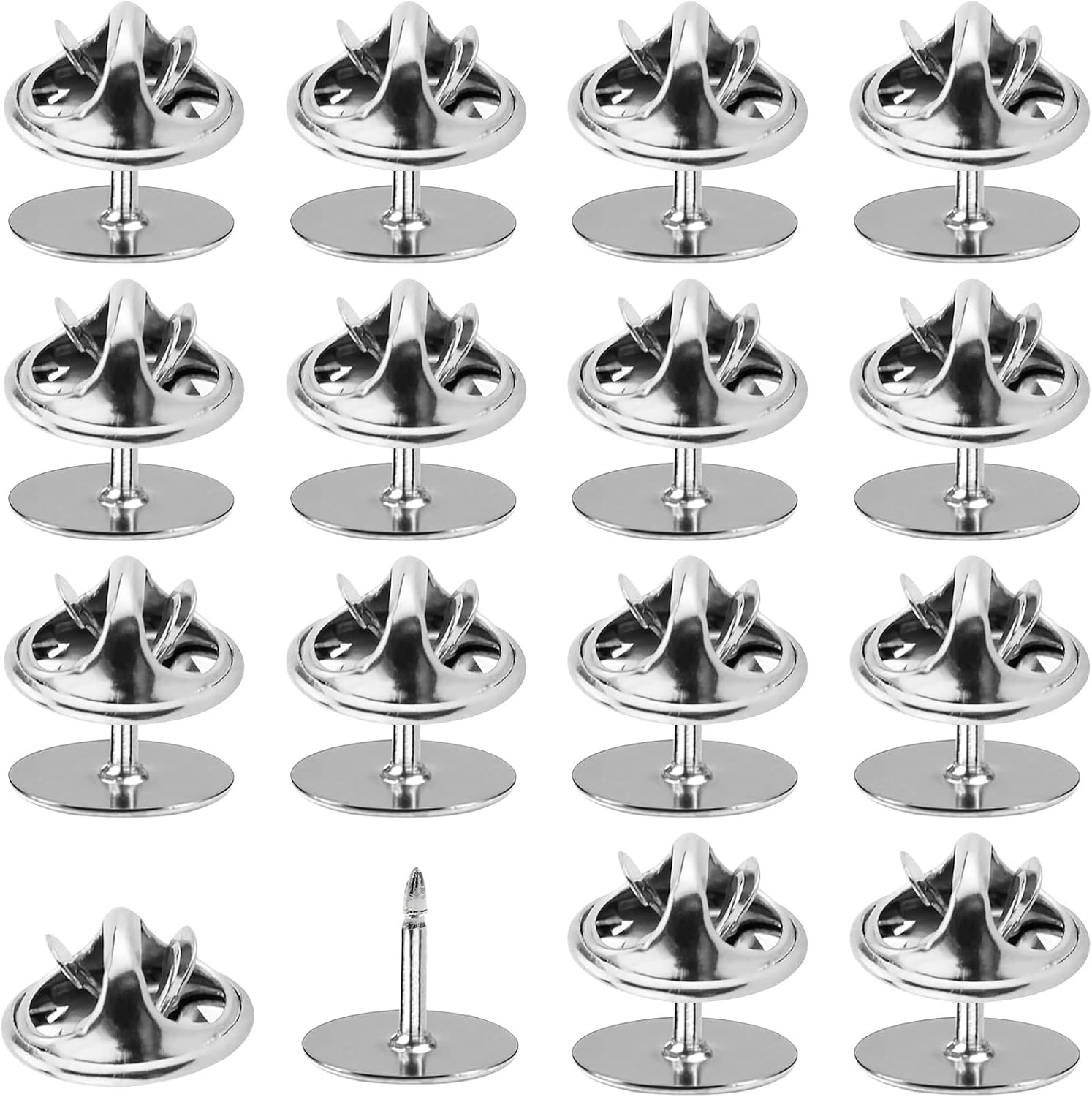 50 Pairs Silver Pin Backs Replacement | Butterfly Tie Tacks, Blank Pin Keepers