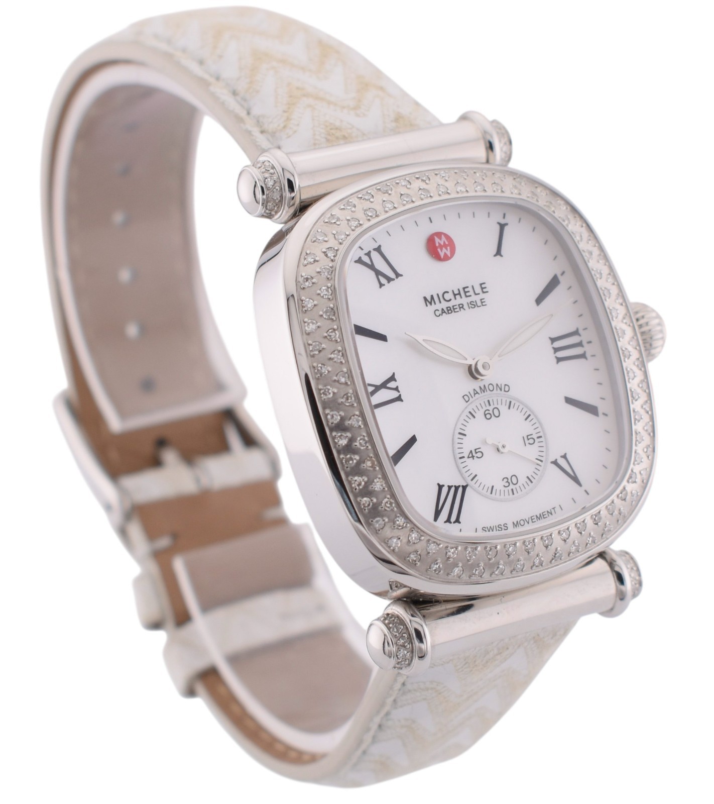 Michele Caber Isle White MOP Dial 140 Diamonds Watch 0.58 CT TW MW16C01A2025