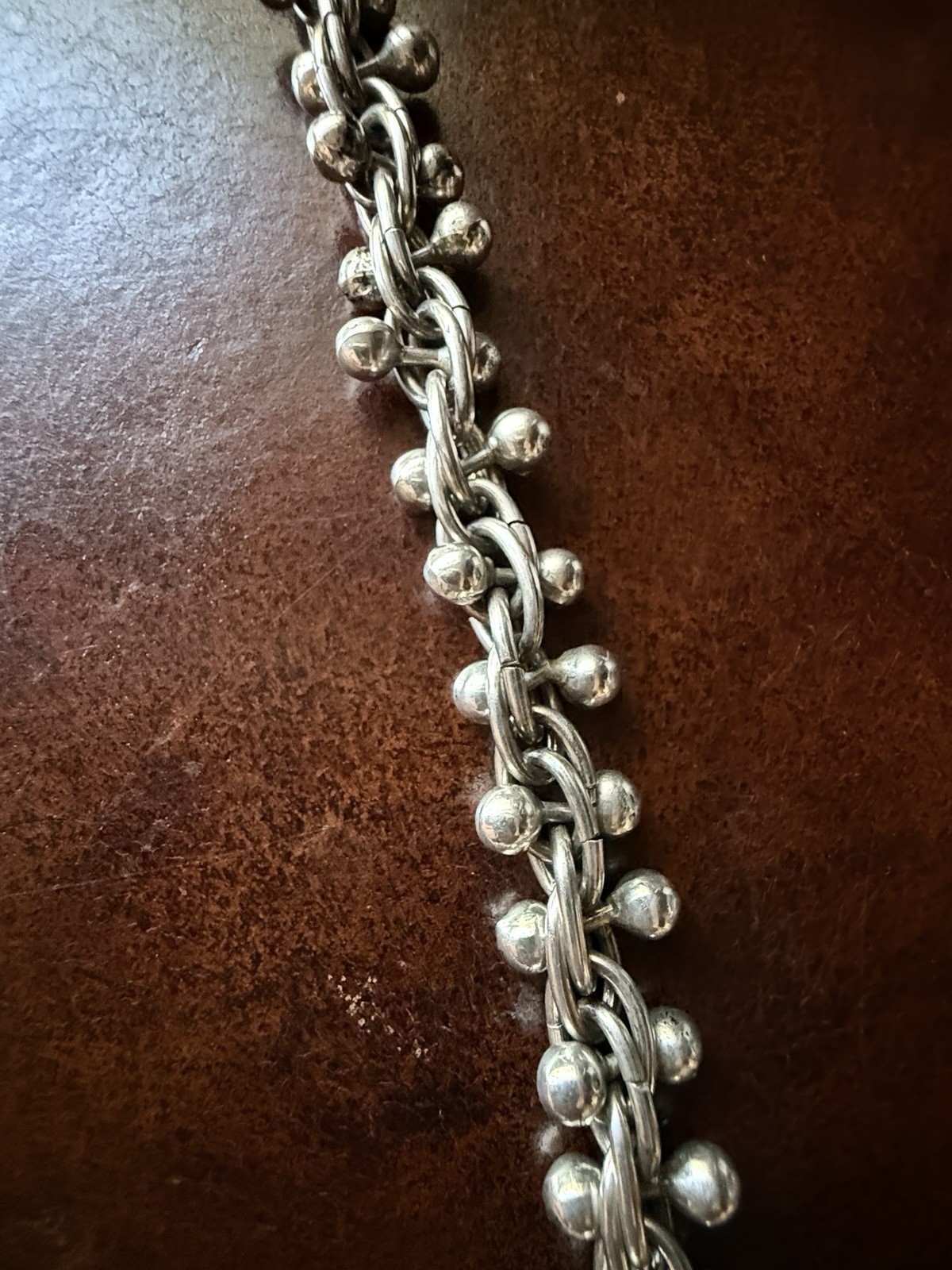 VTG Taxco Mexico Sterling DNA Link Peppercorn Necklace Spratling Style 122.9g