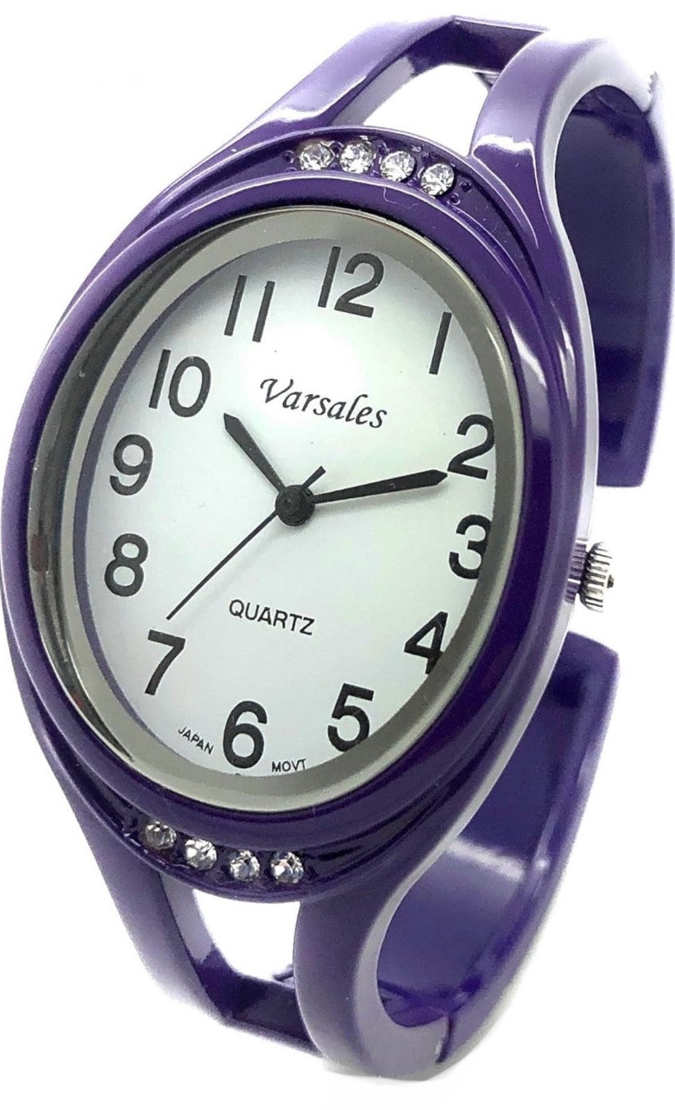 Varsales Ladies Oval Elegant Metal Bangle Cuff Fashion Quartz Watch Easy Reader