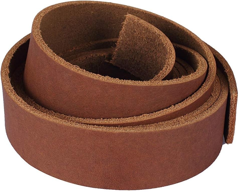 Durable 72 Inch Brown Leather Strip – 1 Inch Wide Genuine Cowhide for Projects