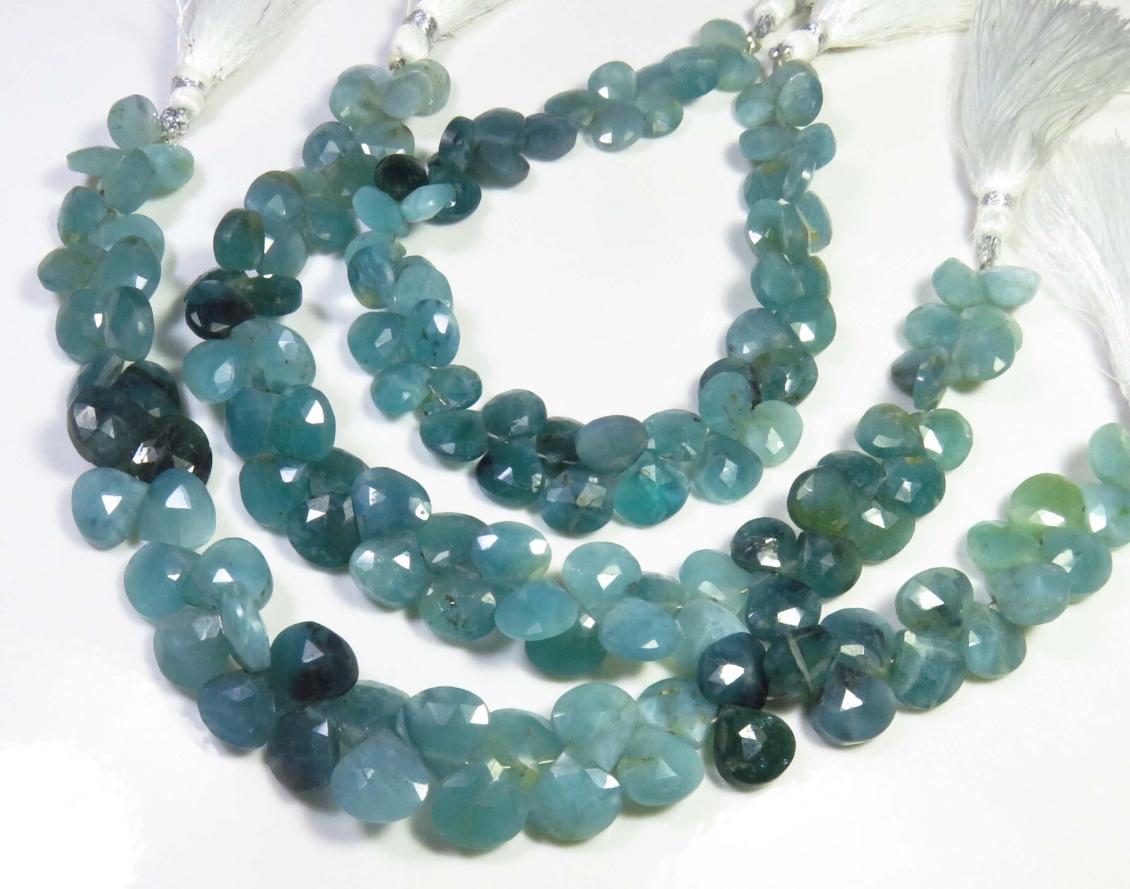 Green Grandidierite Faceted Heart Gemstone Beads 8″Strand Natural Beads LC-923
