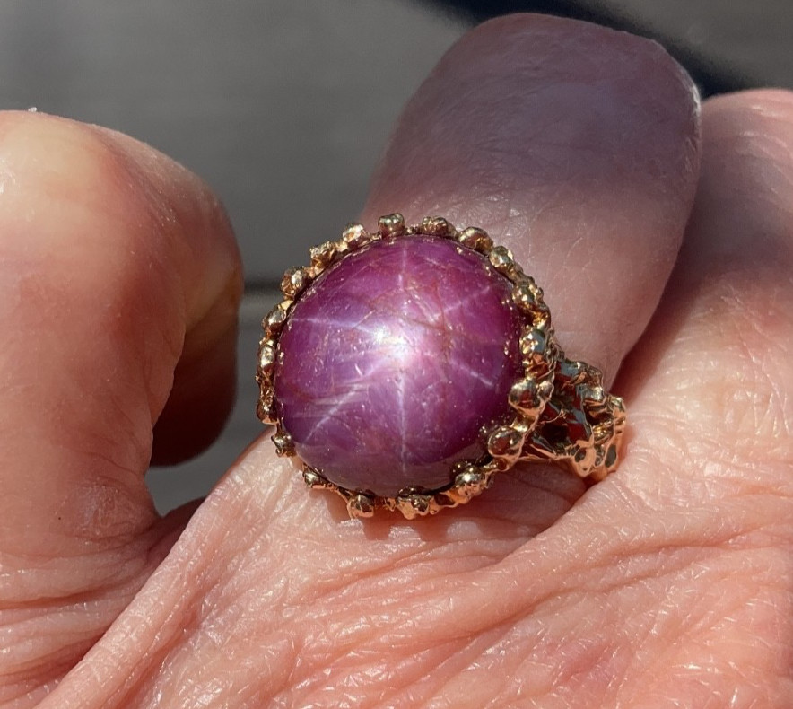 Star Ruby Weighing 15.60 CTW Set In 14K Yellow Gold Prong Setting