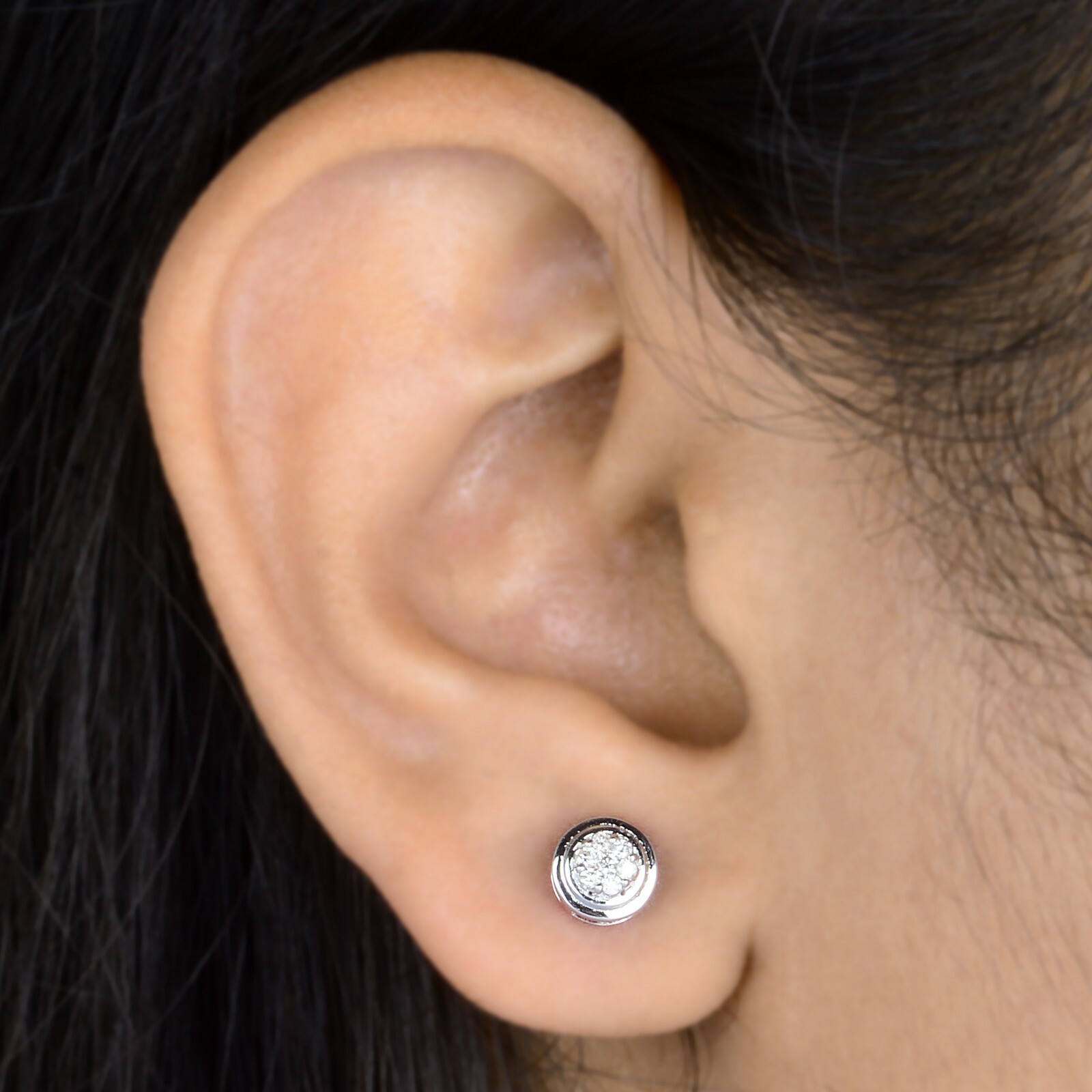 Si1-Si2 Natural Diamond Minimalist Stud Earrings 0.11Ct White Gold 10K Gift Her