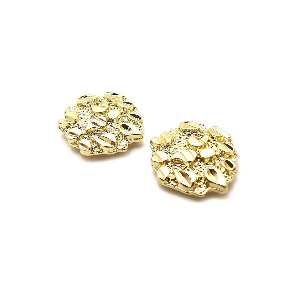 Gold Plated Alloy Golden Nugget Cookie Magnetic Earring Earrings With Lucite Box