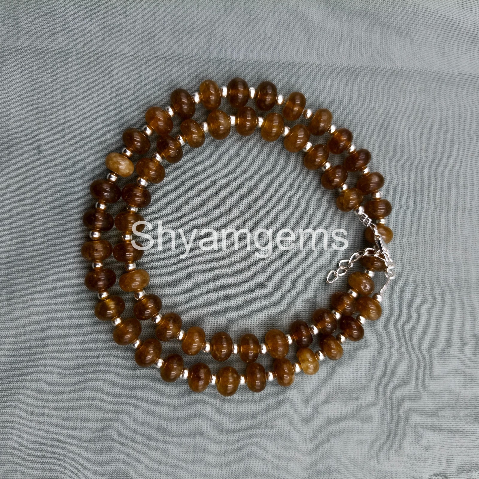 Hessonite Garnet Necklace 8mm Rondelle Beads, Cinnamon Brown Gemstone Jewelry,