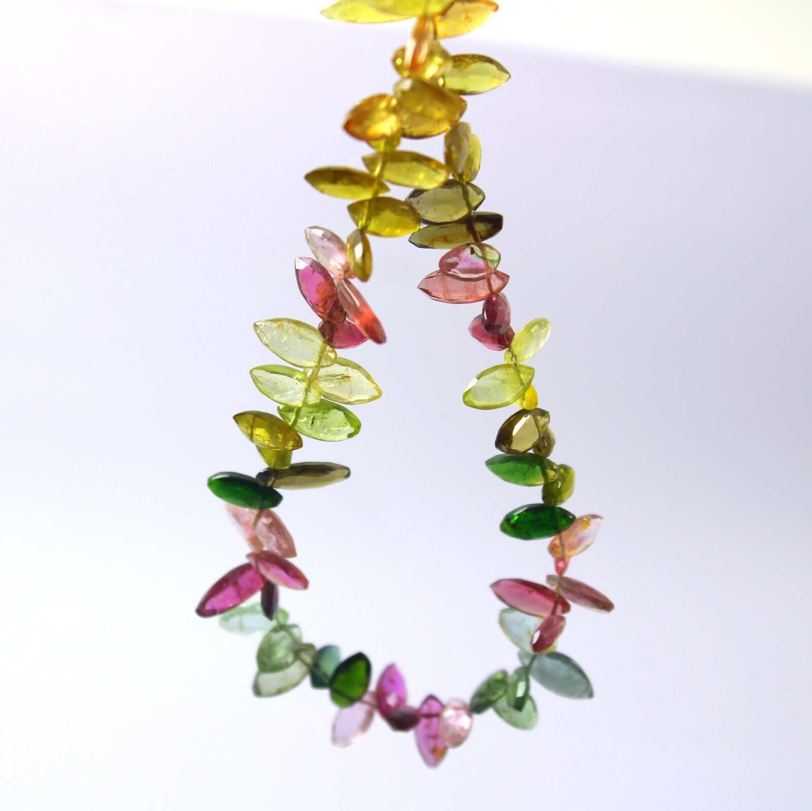 14.5×4.5-8×4 MM Natural Faceted Multi Tourmaline Marquise Cut 8 Inch Necklace