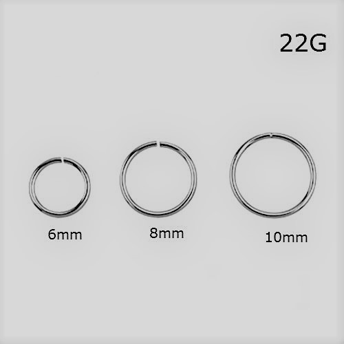 Surgical Stainless Steel Plain Silver Nose Ring Hoop 10mm 22 G