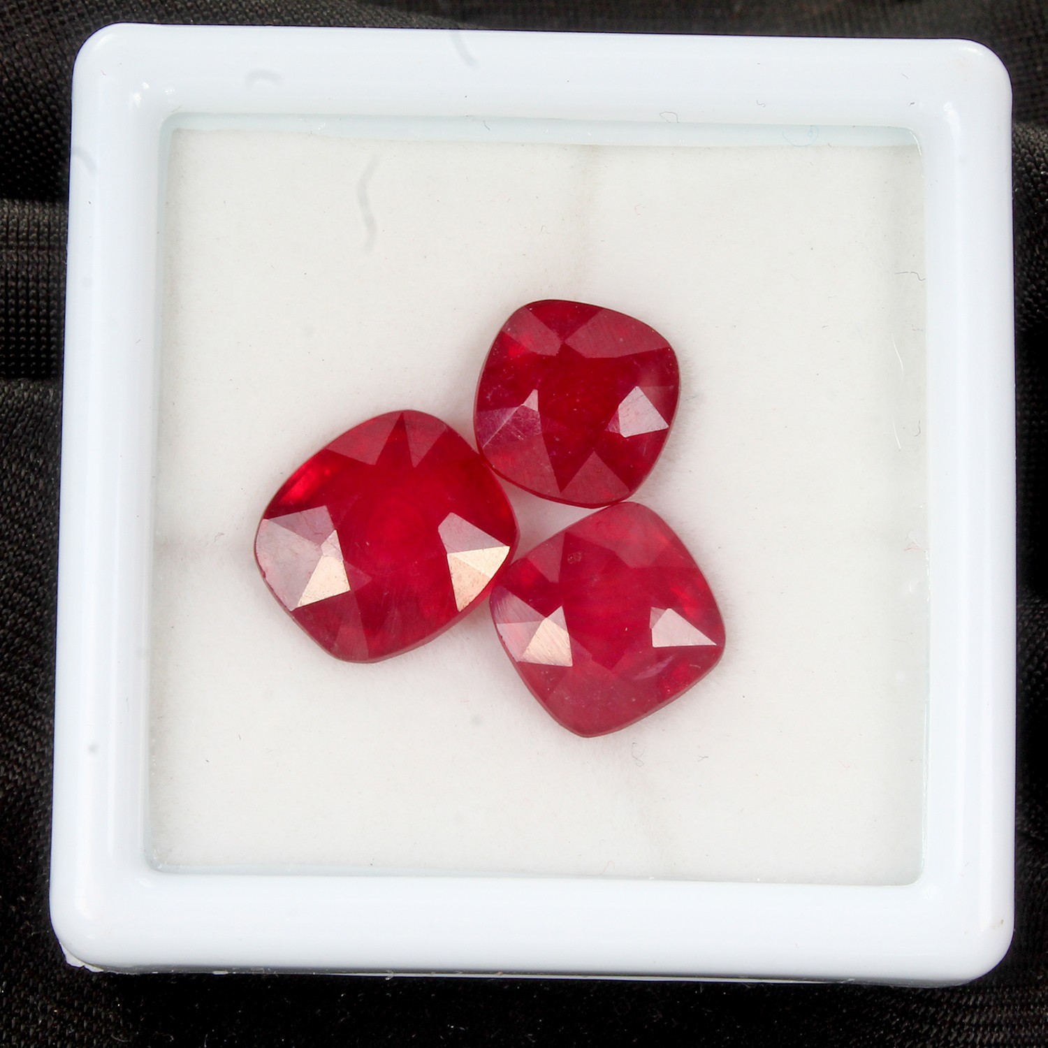3 Pcs Red Ruby Mozambique Cushion Cut Certified Natural Gemstones~ 14.60 Ct Excl