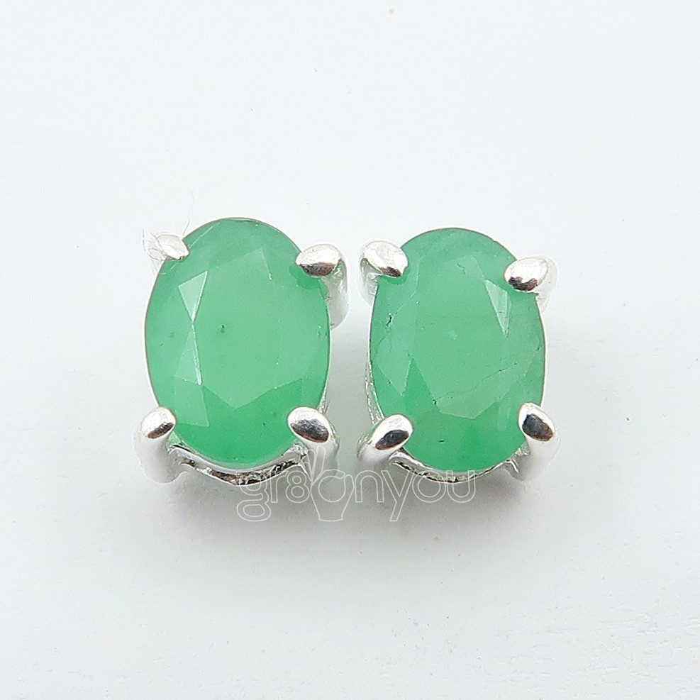 gr8onyou Sterling Silver Earrings with Genuine EMERALD | Gift Box Valentines Day