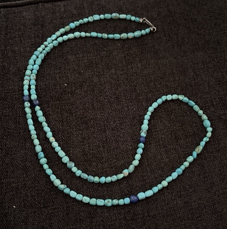 Jay King Turquoise & Lapis Beaded 34” Single Strand Necklace 925 Hook Closure