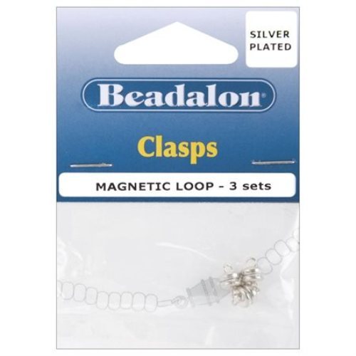 Beadalon Magnetic Clasp 6.0mm Magnetic Loop Clasps Set of 3- Silver Plated
