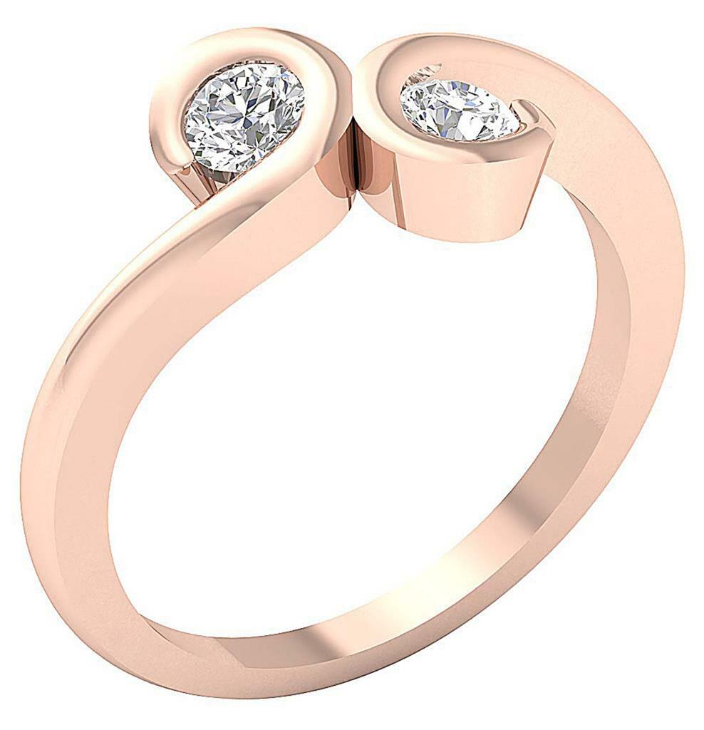 I1 G 0.55 Carat Natural Round Cut Diamond Forever Us Two Stone Ring 14K Gold