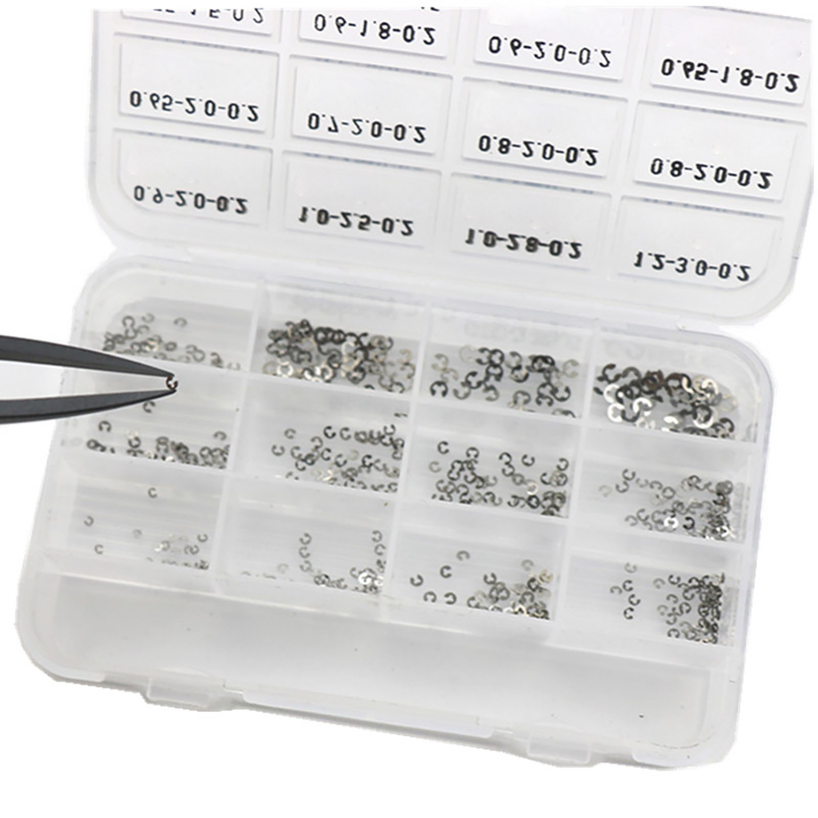 360Pack 0.2mm 12 Sizes Watch Circlip E-Clips Snap Ring Latch Pusher Assortment