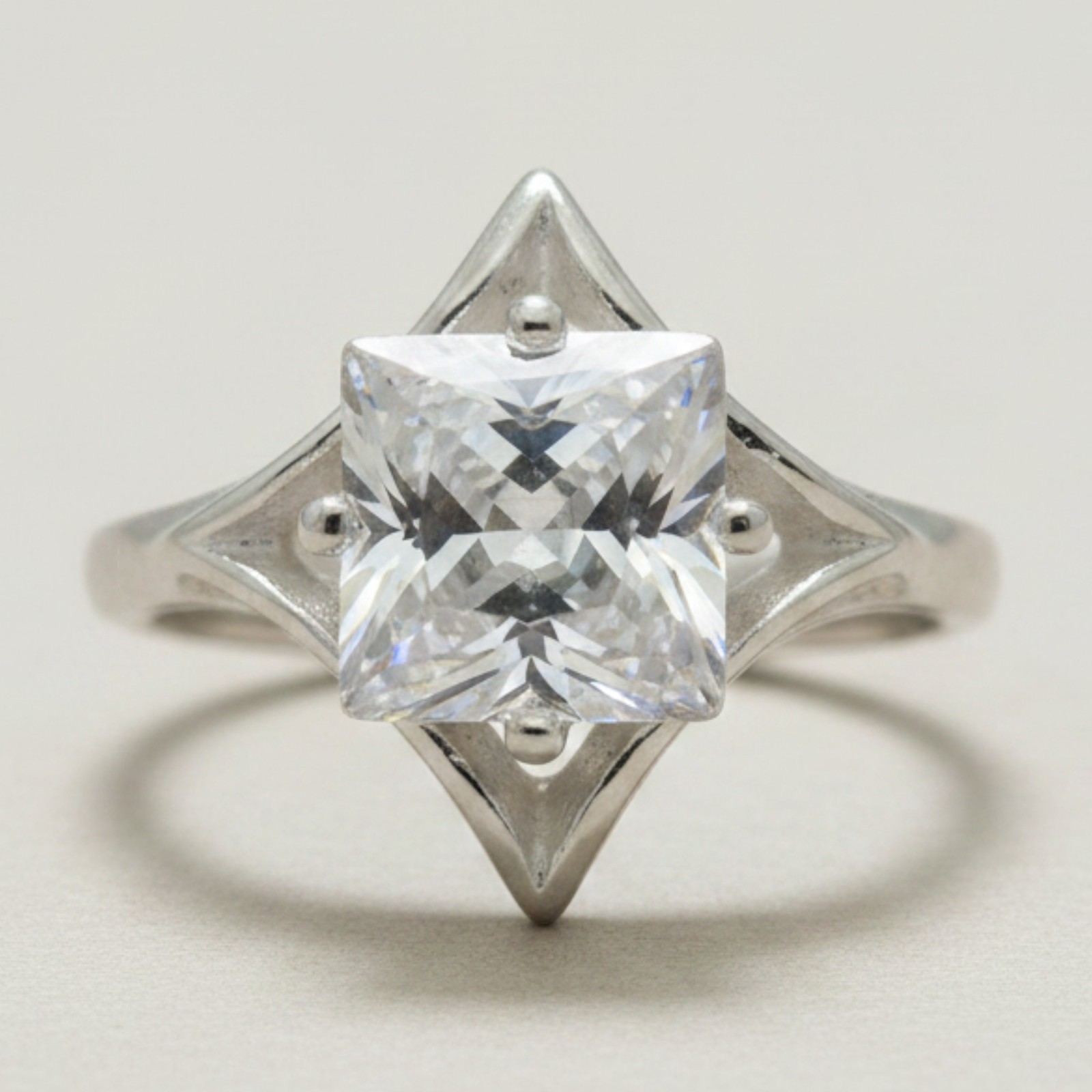 Stylish Sterling Silver Engagement Ring Solid 925 Handmade Perfect Quality