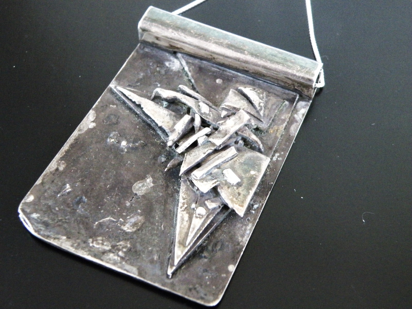 Vintage Brutalist Sterling Silver 925 Studio Huge Pendant Necklace
