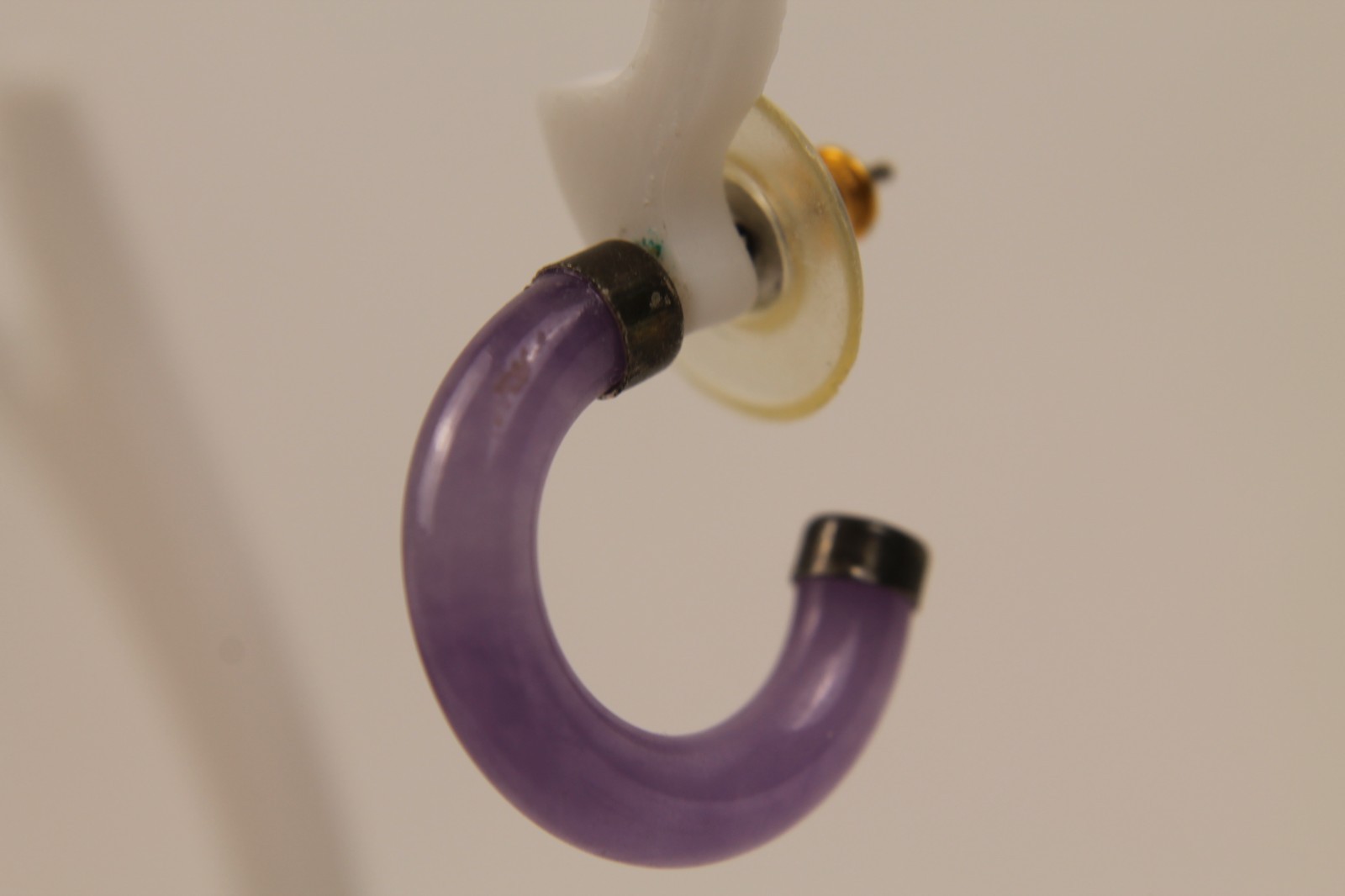 Vintage Lavender Jade Character Panel Bracelet Hoop Earrings Set
