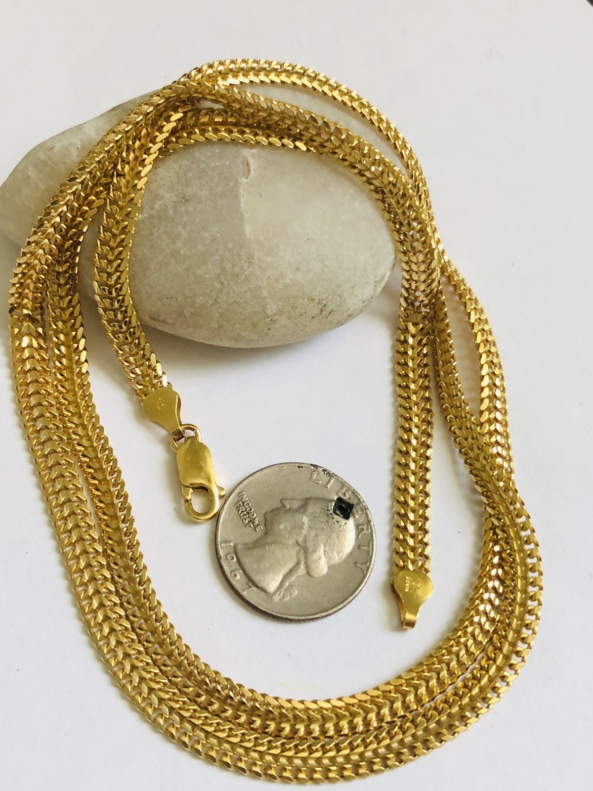 Vtg 925 Vermeil Yellow Gold HCT Italy,Beautiful Shiny Long Necklace,Heavy 29grms