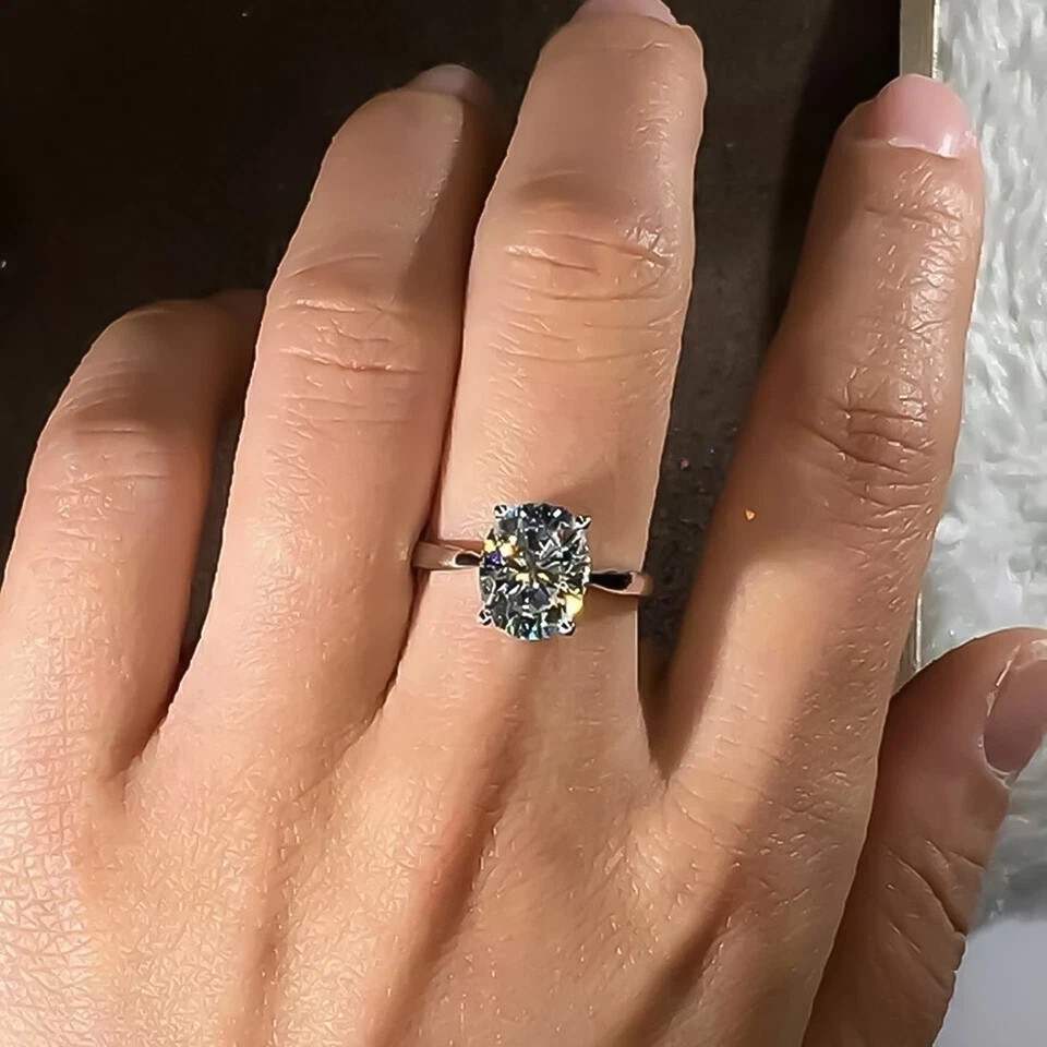 1.50Ct Oval Cut Natural Diamond Solitaire Wedding Ring 14K White Gold 6 7 8 9