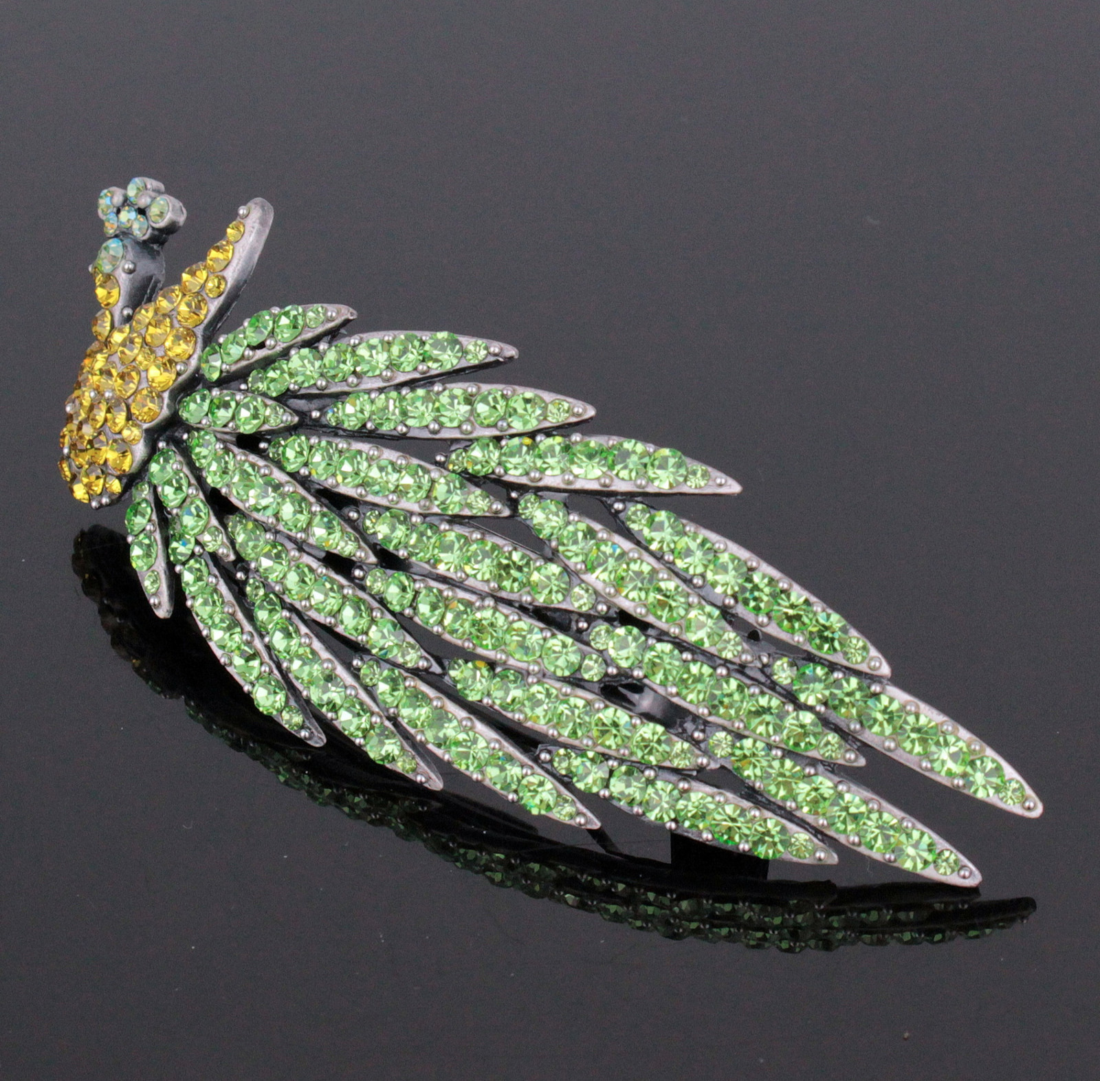 Phoenix Green Austrian Rhinestone Hair Barrette Clip Ponytail Holder Comb B114G